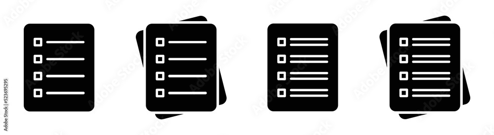 Document list icon. Clipboard icon. Checklist Icon, vector illustration Document list icon. Clipboard icon. Checklist Icon, vector illustration
