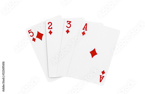 Royal Flush playing cards on a white background.