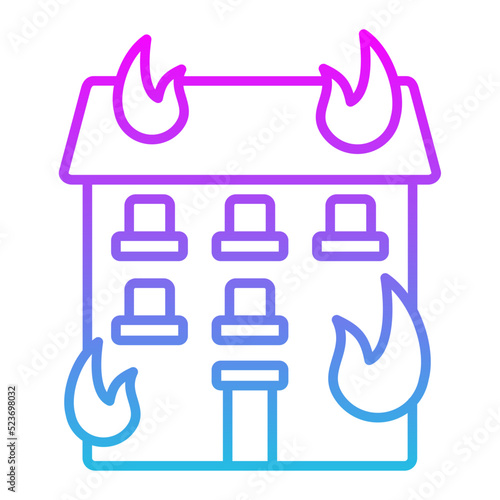House Fire Line Gradient Icon
