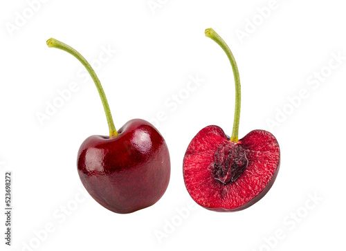 Foto Red cherry isolated  in transparent png format