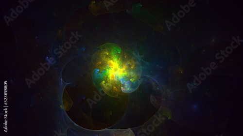 3D rendering abstract multicolor fractal light background