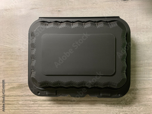 Black to go food container.