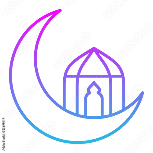 Moon Line Gradient Icon