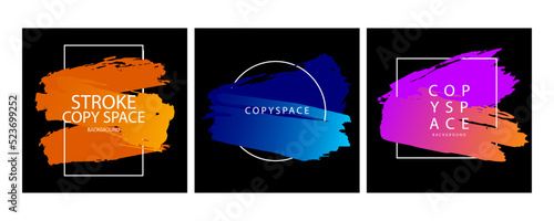 Colorful Gradient ink strokes for graphic design elements, copy space and lower third. Abstract Chinese brush strokes for tittle text effect template in vector illustration