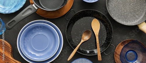 Set of clean kitchen utensi...