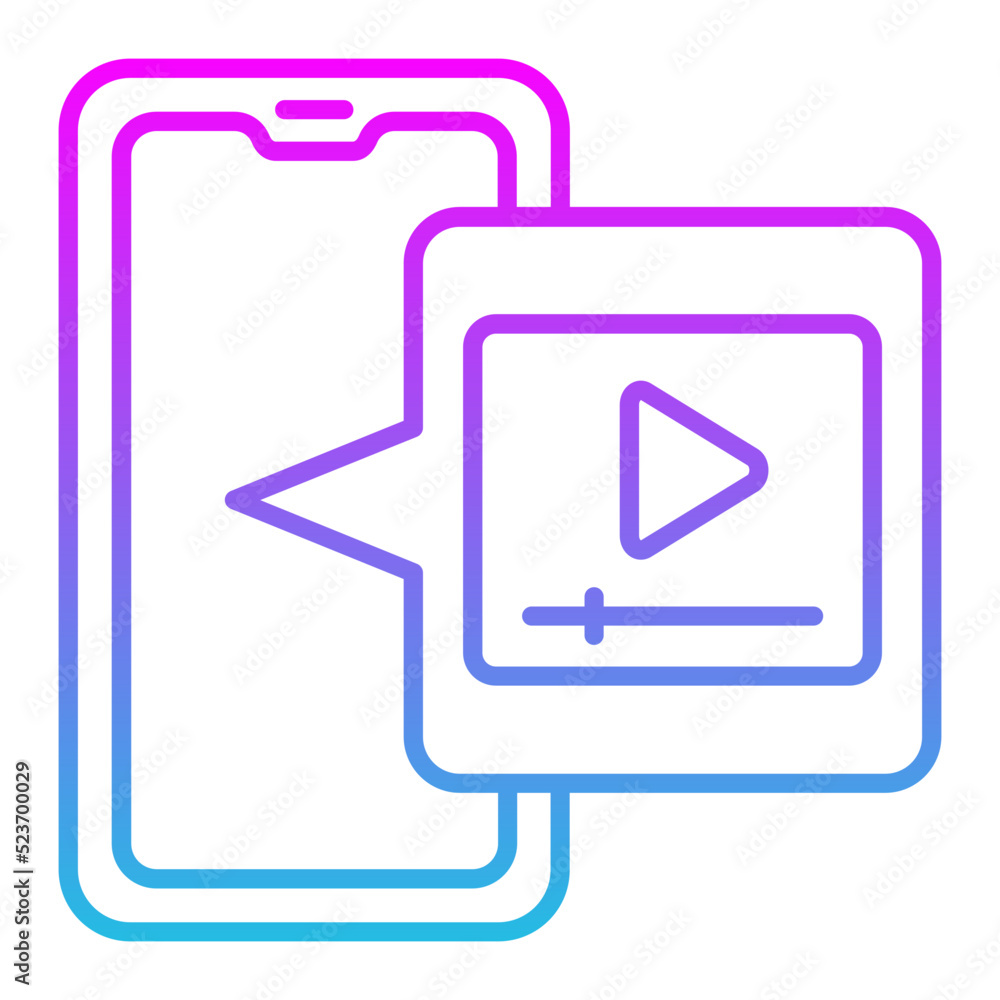 Video Player Line Gradient Icon