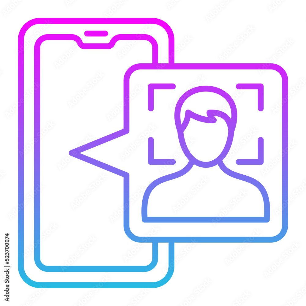 Face Scan Line Gradient Icon Face Scan Line Gradient Icon