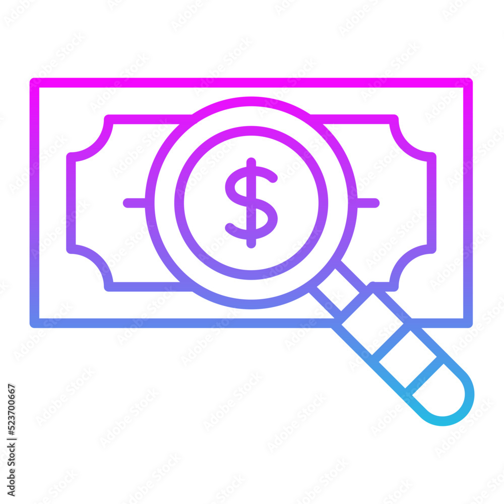 Loupe Money Line Gradient Icon Loupe Money Line Gradient Icon