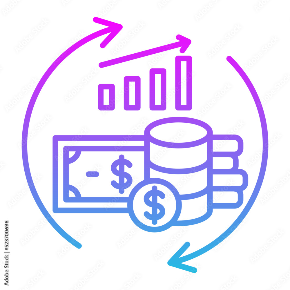 Cash Flow Line Gradient Icon Cash Flow Line Gradient Icon
