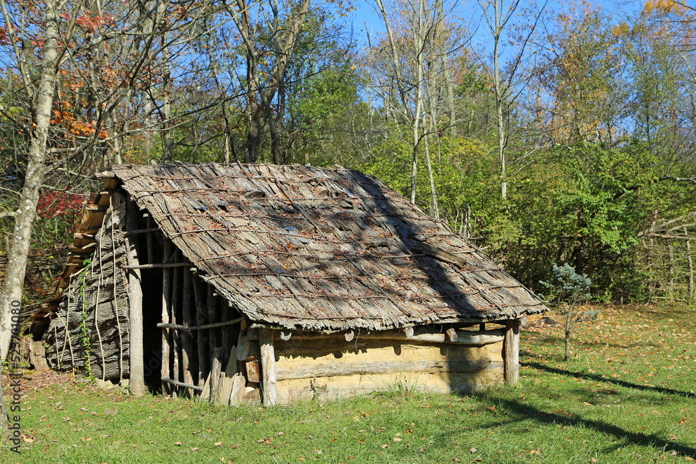 Indian Log Cabin - Woodland Indian Village, Ohio Indian Log Cabin - Woodland Indian Village, Ohio