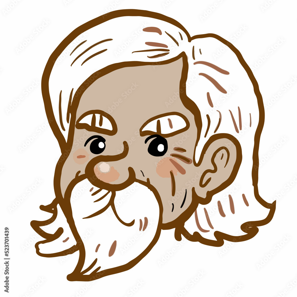  cartoon old man with long hair vintage style