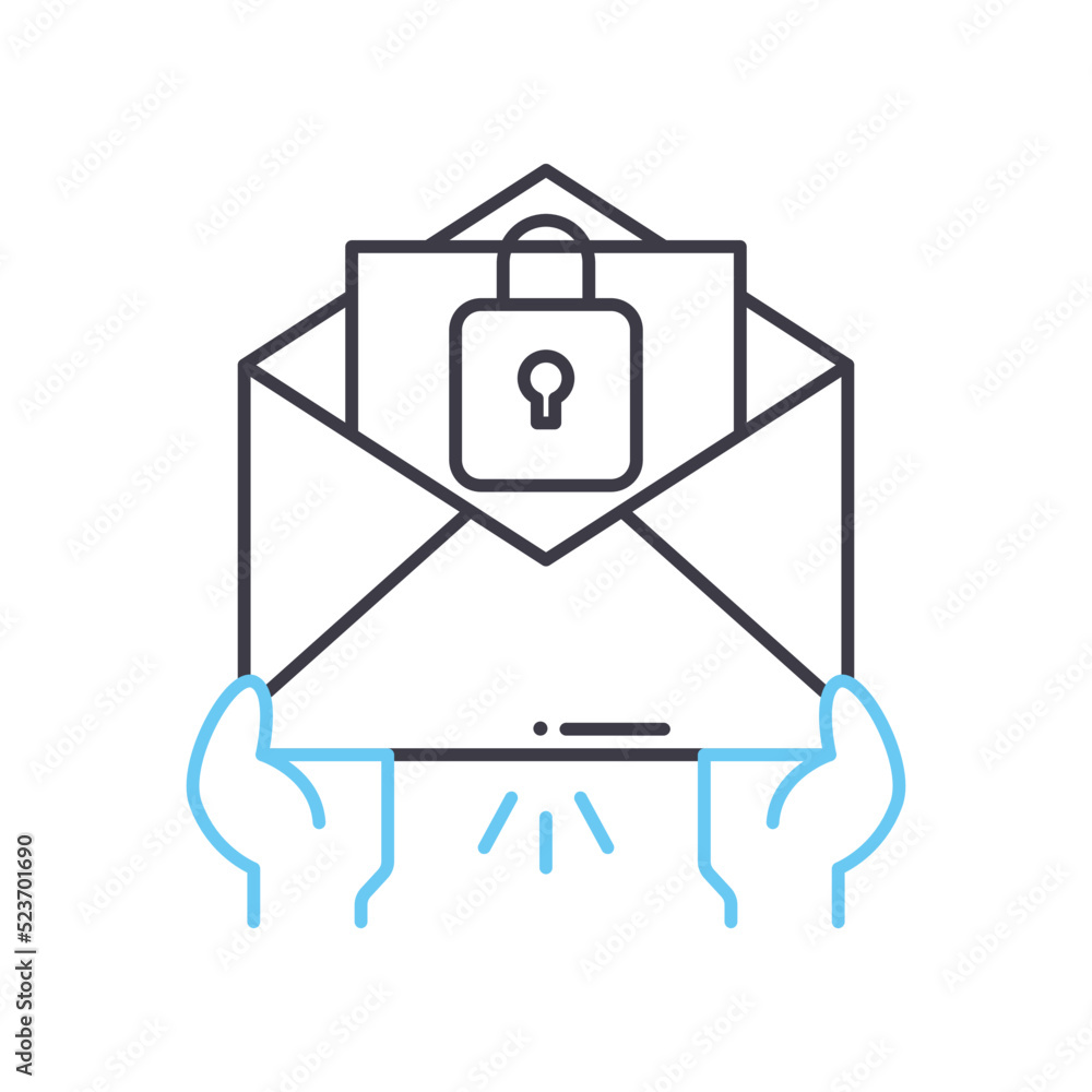 e-mail confidential line icon, outline symbol, vector illustration, concept sign e-mail confidential line icon, outline symbol, vector illustration, concept sign