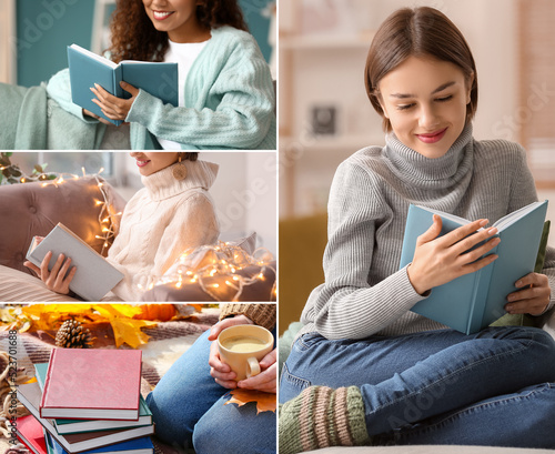 Autumn collage of young wom...