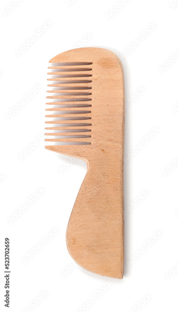 Baby wooden hair comb on white background Baby wooden hair comb on white background
