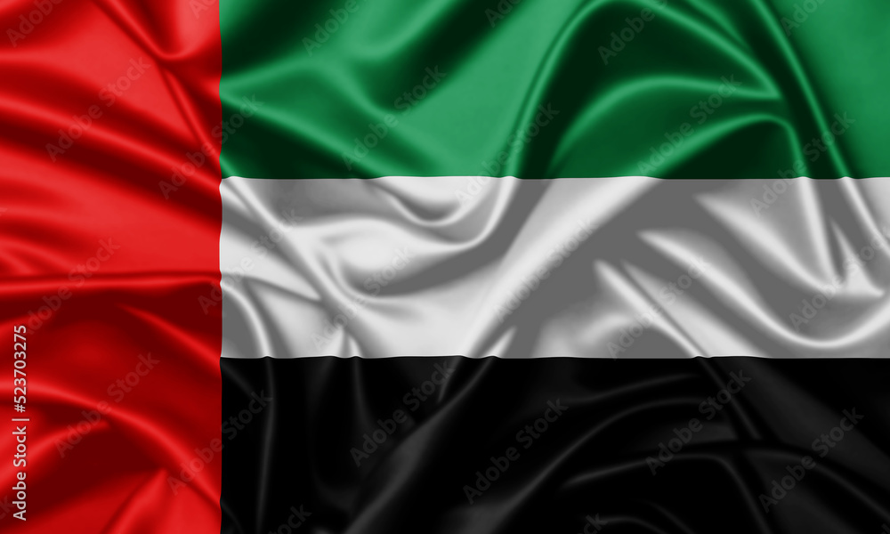 UAE waving flag close up satin texture background