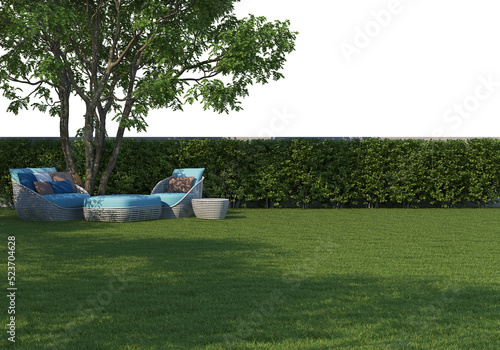 Lawns and trees on a transparent background 