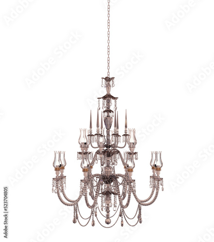 Retro chandelier  isolated on black background