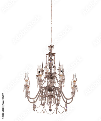 Retro chandelier isolated on black background