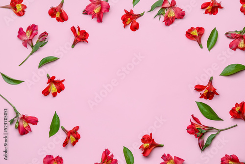 Frame made of red alstroeme...