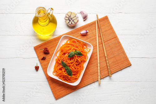 Plate with carrot salad, ch...