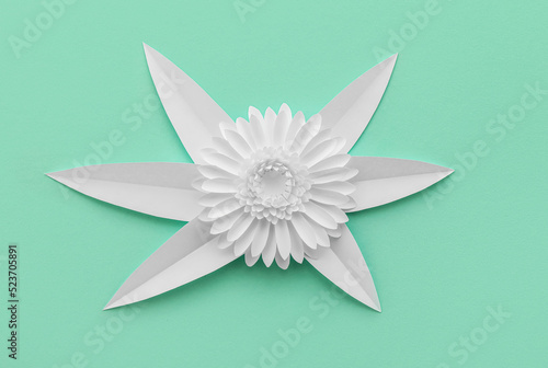 Origami flower and leaves o...