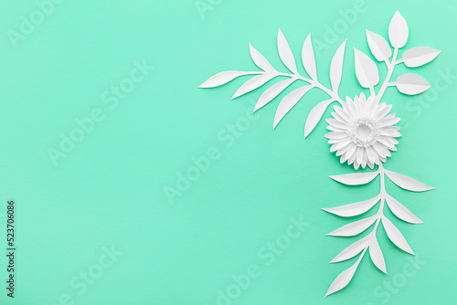 Origami flower and leaves o...