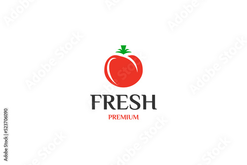 Flat fresh tomatoes logo icon design vector illustration idea