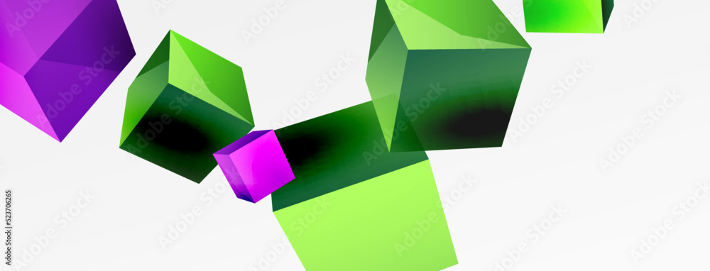 3d vector abstract background. Flying cubes composition. Trendy techno business template for wallpaper, banner, background or landing 3d vector abstract background. Flying cubes composition. Trendy techno business template for wallpaper, banner, background or landing