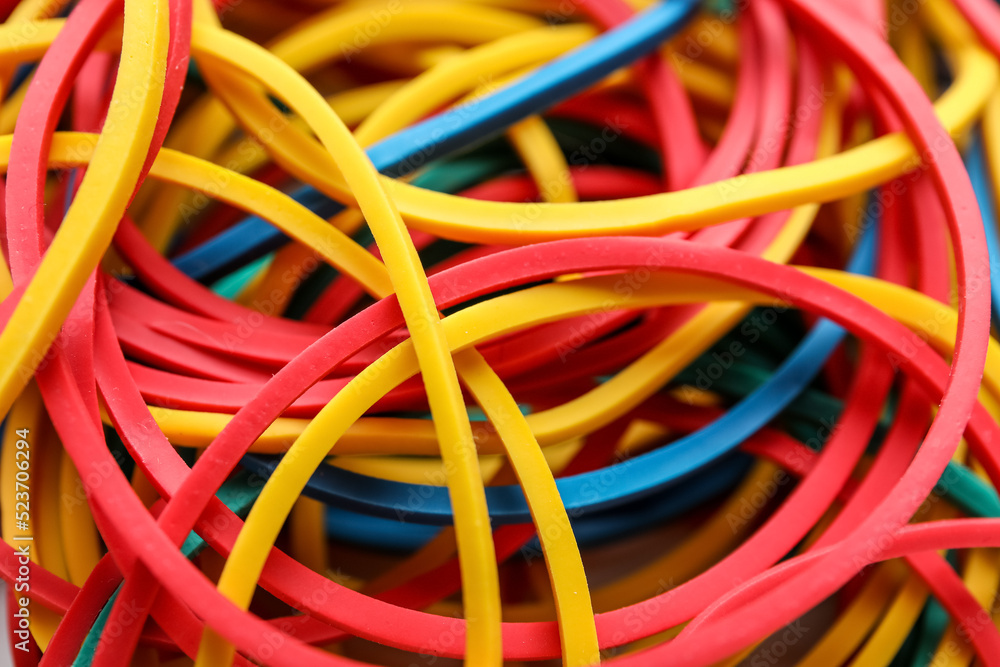 Texture of colorful rubber bands as background, closeup Texture of colorful rubber bands as background, closeup