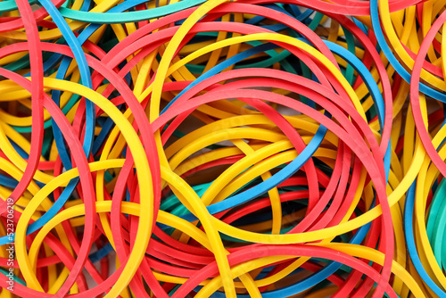 Many rubber bands as background, closeup