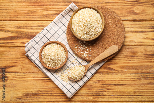 Bowls and spoon with sesame...