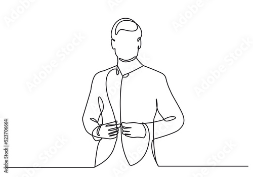 Continuous One Line Drawing of Businessman. Business Concept One Line Illustration. Businessman Line Abstract Portrait Minimalist Contour Drawing. Vector EPS 10