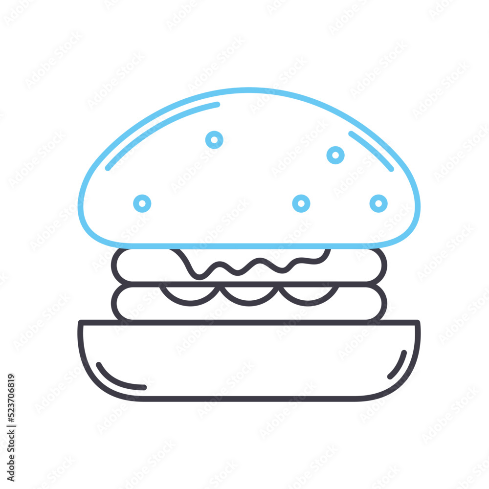 burger line icon, outline symbol, vector illustration, concept sign burger line icon, outline symbol, vector illustration, concept sign