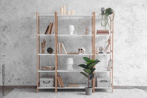 Shelving unit with books, d...