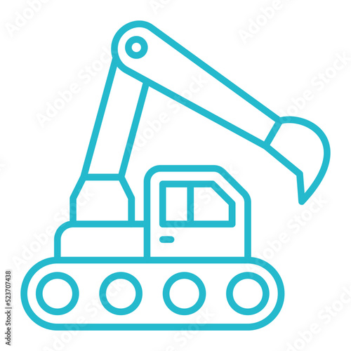 Excavator Multicolor Line Icon