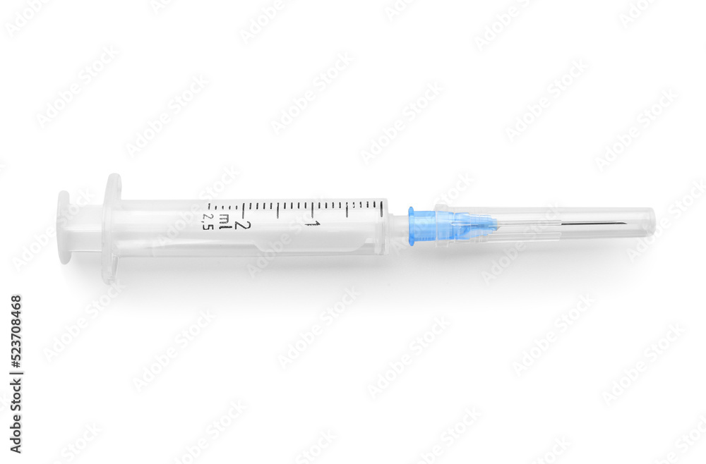 Empty medical syringe on white background Empty medical syringe on white background