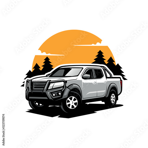 Adventure pick up truck illustration logo vector