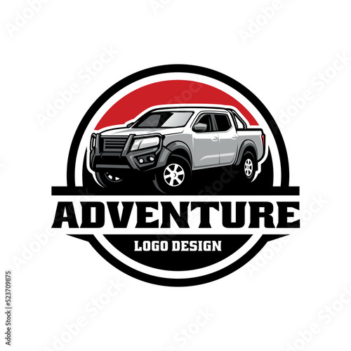 Adventure pick up truck illustration logo vector