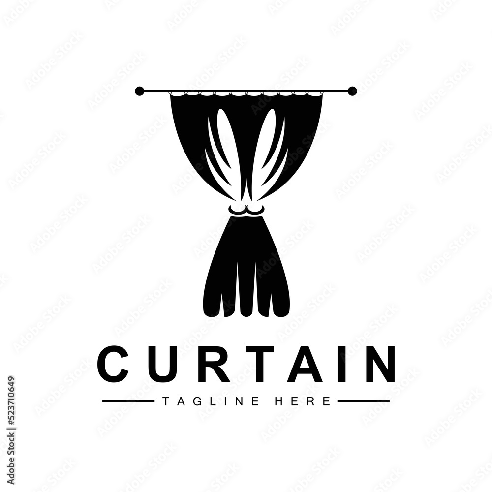 Home And Exhibition Curtain Logo Design, Building Decoration Vector Illustration Home And Exhibition Curtain Logo Design, Building Decoration Vector Illustration