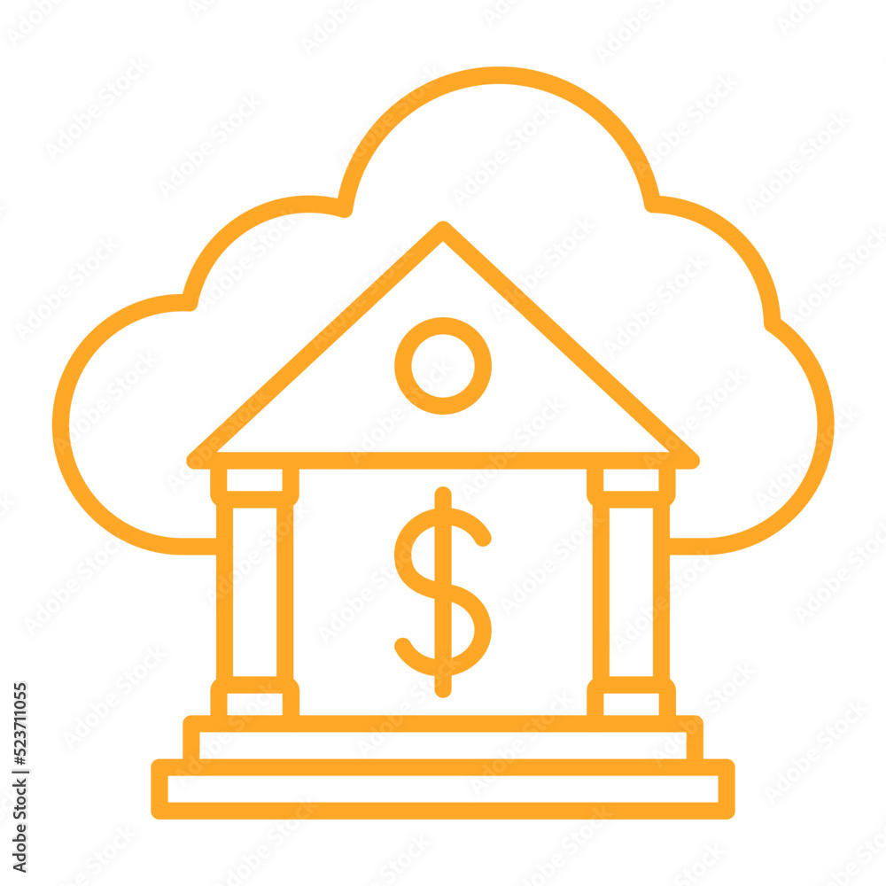 Cloud Banking Multicolor Line Icon Cloud Banking Multicolor Line Icon