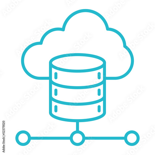 Cloud Data Multicolor Line Icon