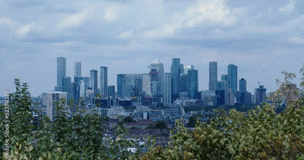 Panoramic view of a Business Centre in Canary Wharf, London, UK 4K CINEMATIC BRITAIN Panoramic view of a Business Centre in Canary Wharf, London, UK 4K CINEMATIC BRITAIN