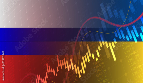 War Russia and the US in Ukraine. Ukraine crisis Ukraine and Russia military conflict Stock market exchange loss trading graph analysis investment business graph charts financial. vector design