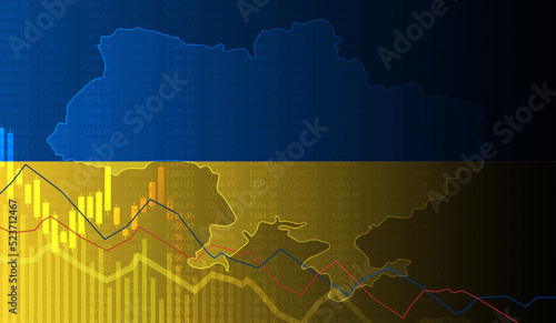 War in Ukraine. Ukraine crisis Ukraine and Russia military conflict Stock market exchange loss trading graph analysis investment business graph charts financial. vector design