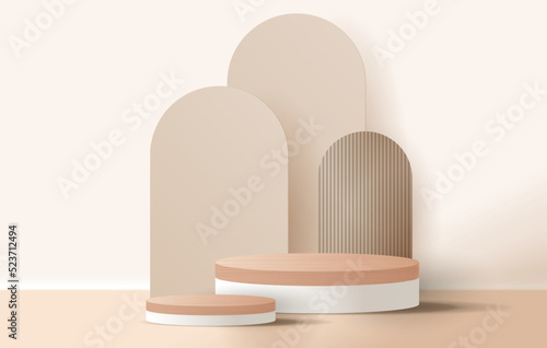 Cosmetic brown minimal background and premium podium display for product presentation branding and packaging presentation. studio stage with shadow background. vector design