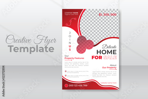 Modern A4 Flyer Property Listing Sheet for Real Estate Agents with abstract shape