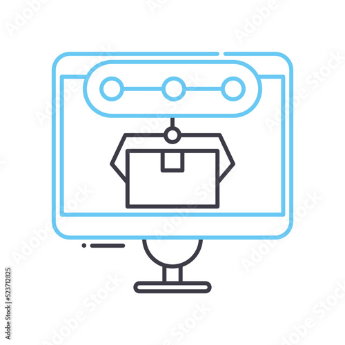 computer added manufactoring line icon, outline symbol, vector illustration, concept sign