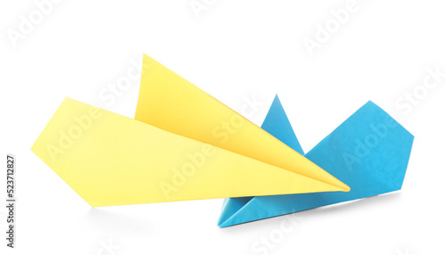 Free Download Paper planes in colors of Ukrainian flag on white background - GFXLoad