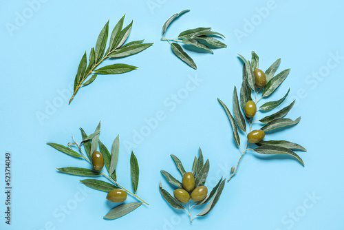 Frame made of green olives ...