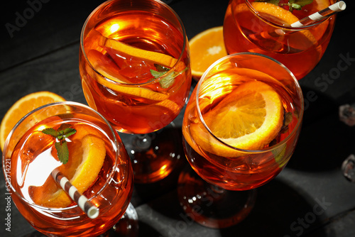 Concept of summer cocktail, Aperol Spritz, close up © Atlas